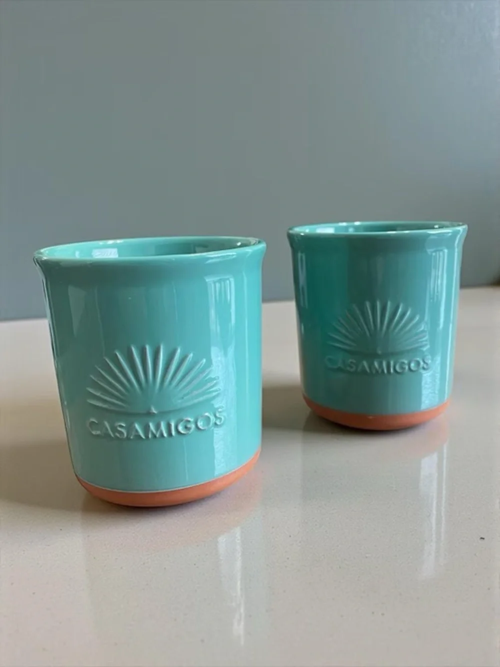New Casamigos Tequila Limited Edition Teal Ceramic Tumblers Set Of 2